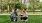 a couple friends outdoors with a dog